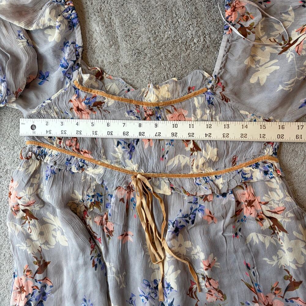 Free People Babydoll Dress Puff Sleeve Womens Small NWT Fairy Boho Floral Summer - Picture 8 of 9